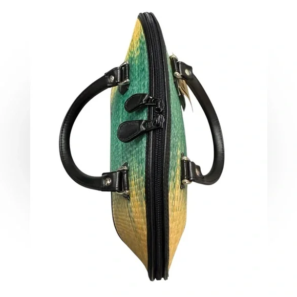 Le SacHandmade Woven Gradient Green and Yellow Bag
